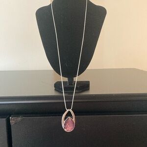 Macy's Silver Necklace with Purple Pendant